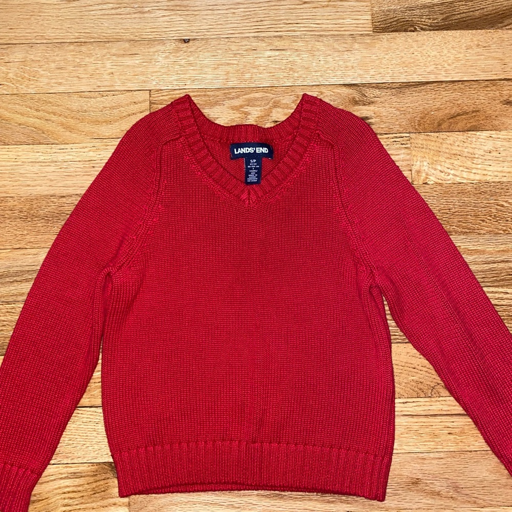 Lands End Little Kids Cotton Modal V-neck Sweater